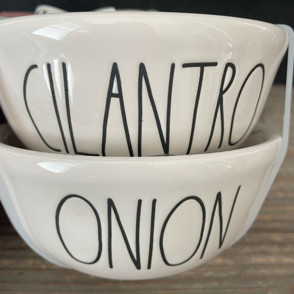 Rae Dunn White Cilantro and Onion Bowl Set Artisan by Magenta Ceramic NEW LL - Picture 2 of 6